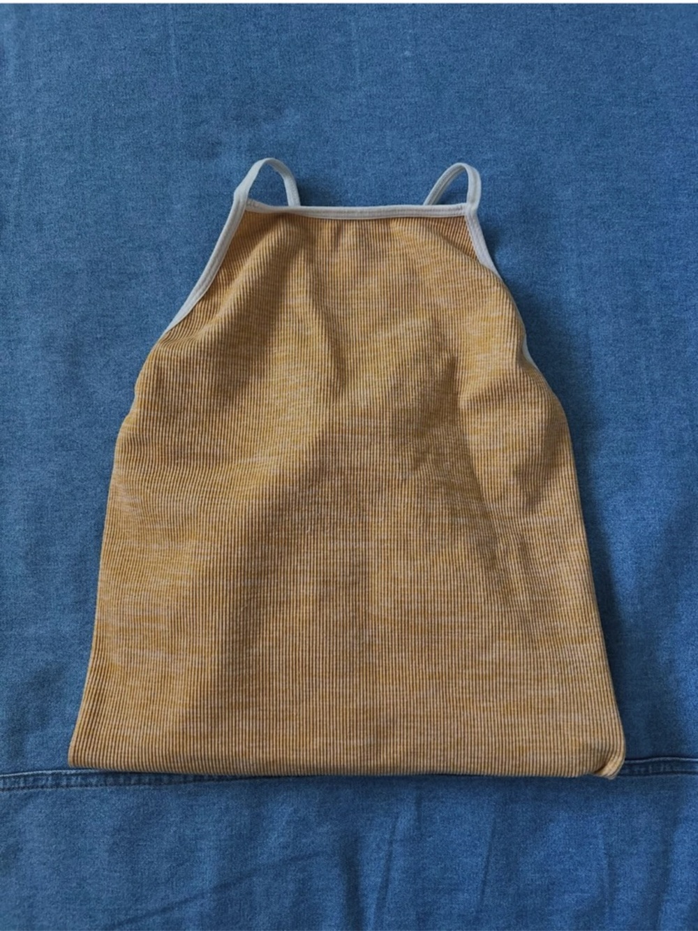 Ribbed Mustard Halter Tank Top